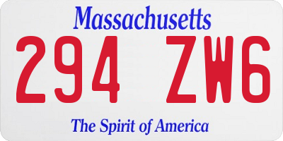 MA license plate 294ZW6