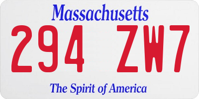 MA license plate 294ZW7