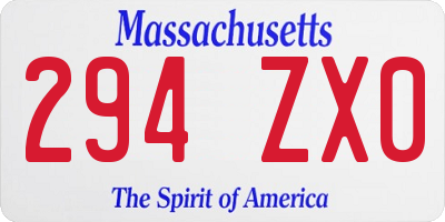 MA license plate 294ZX0