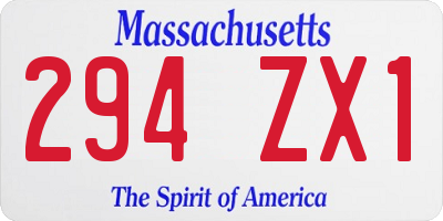 MA license plate 294ZX1