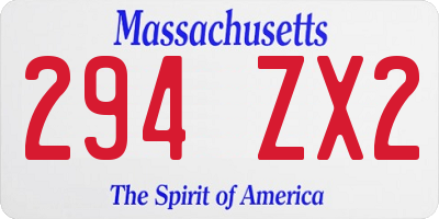 MA license plate 294ZX2