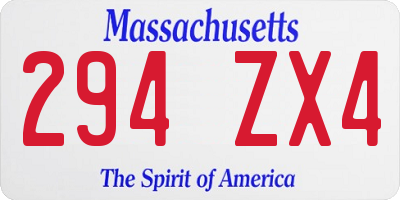 MA license plate 294ZX4