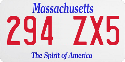 MA license plate 294ZX5