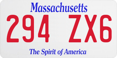 MA license plate 294ZX6
