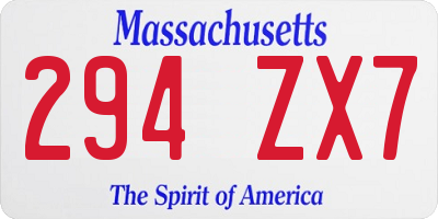 MA license plate 294ZX7