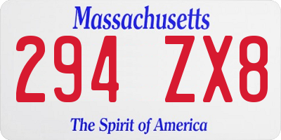 MA license plate 294ZX8