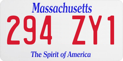 MA license plate 294ZY1