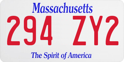 MA license plate 294ZY2