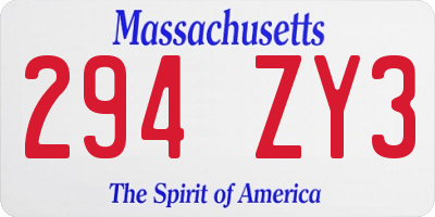 MA license plate 294ZY3
