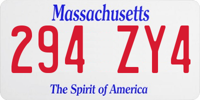 MA license plate 294ZY4