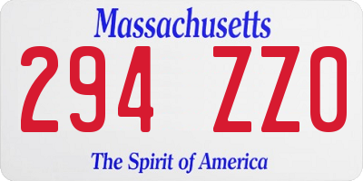 MA license plate 294ZZ0