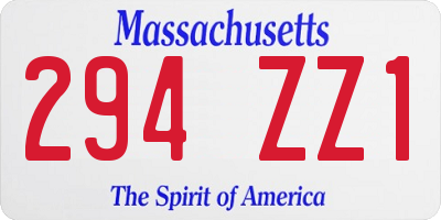 MA license plate 294ZZ1