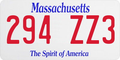 MA license plate 294ZZ3