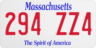 MA license plate 294ZZ4