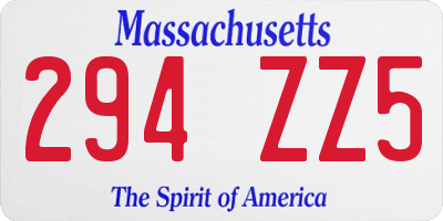 MA license plate 294ZZ5