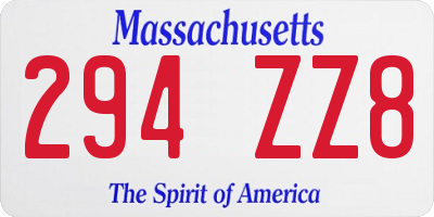 MA license plate 294ZZ8