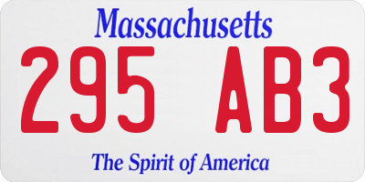 MA license plate 295AB3