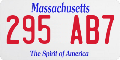 MA license plate 295AB7