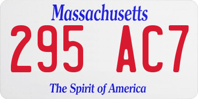 MA license plate 295AC7
