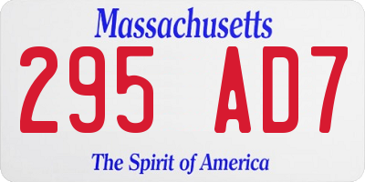 MA license plate 295AD7