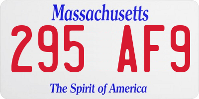 MA license plate 295AF9