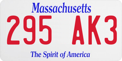 MA license plate 295AK3