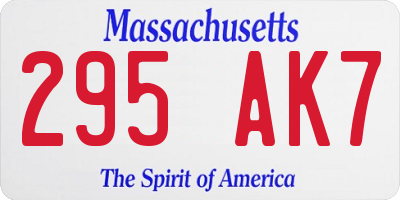 MA license plate 295AK7