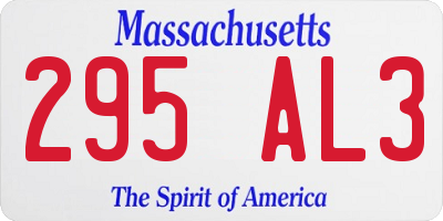 MA license plate 295AL3