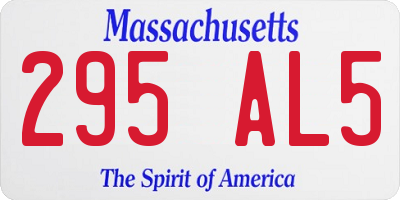 MA license plate 295AL5