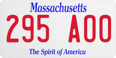 MA license plate 295AO0