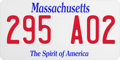 MA license plate 295AO2
