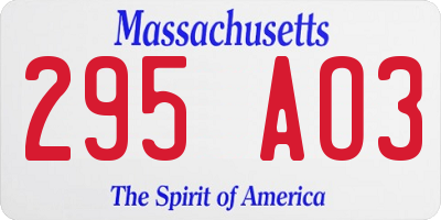 MA license plate 295AO3