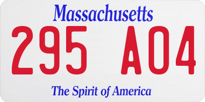 MA license plate 295AO4