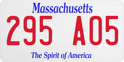 MA license plate 295AO5