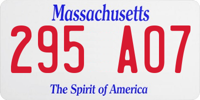 MA license plate 295AO7