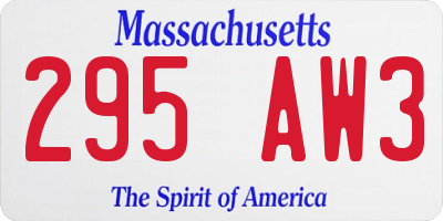 MA license plate 295AW3