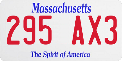 MA license plate 295AX3