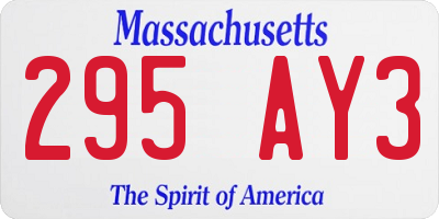 MA license plate 295AY3
