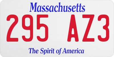 MA license plate 295AZ3