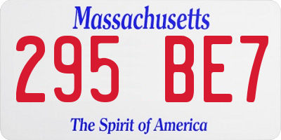MA license plate 295BE7