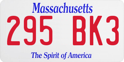 MA license plate 295BK3