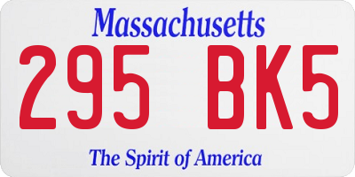 MA license plate 295BK5