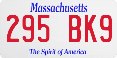 MA license plate 295BK9