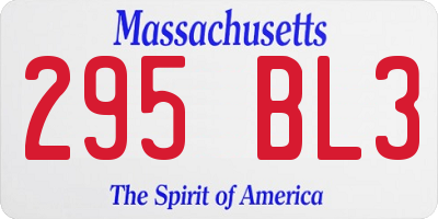 MA license plate 295BL3