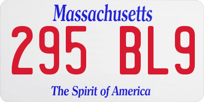 MA license plate 295BL9