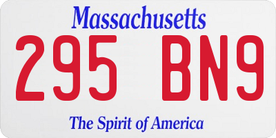 MA license plate 295BN9