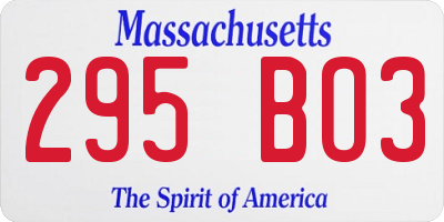 MA license plate 295BO3