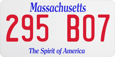 MA license plate 295BO7