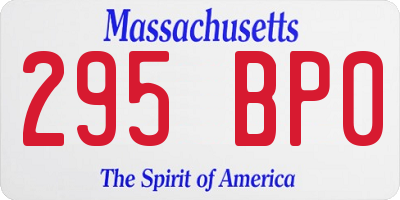 MA license plate 295BP0