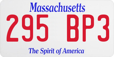 MA license plate 295BP3